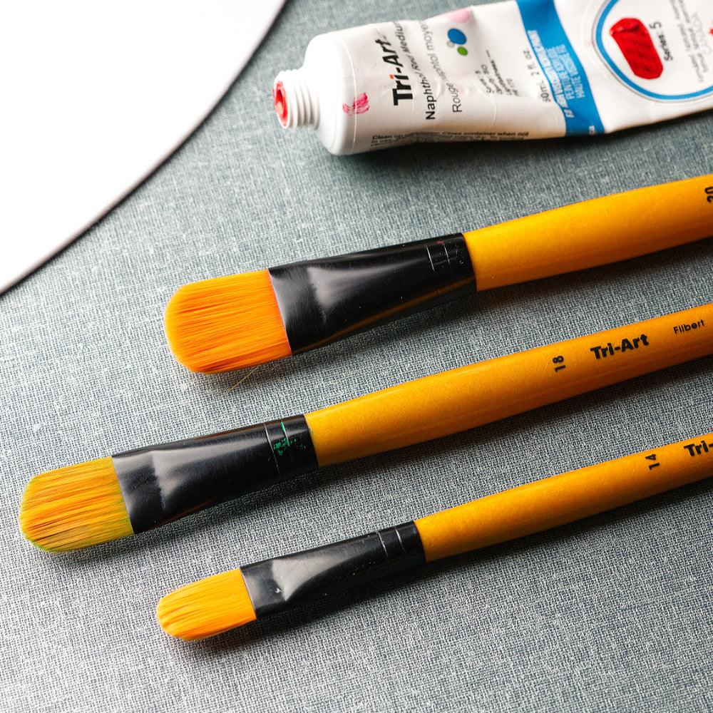 Tri-Art Artist Brushes - Short Synthetic - WC/Acryl - Filbert-1