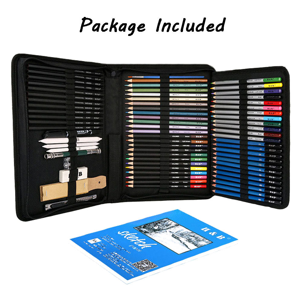NNEDSZ 72pcs Professional Drawing Artist Kit Set Pencils and Sketch Charcoal Art Tools