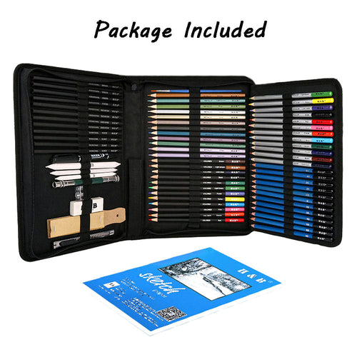 NNEDSZ 72pcs Professional Drawing Artist Kit Set Pencils and Sketch Charcoal Art Tools